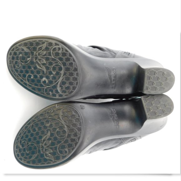 DANSKO Black Leather Pleated Button Ankle Boots 41 - Picture 6 of 7